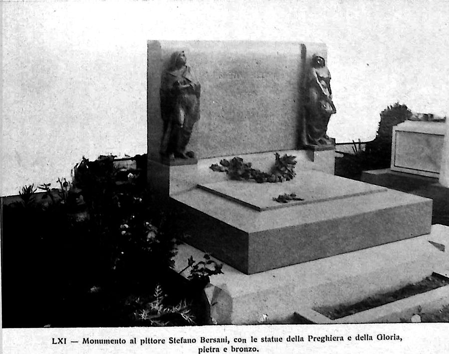 monza-cimitero-monumento-al-pittore-stefano-bersani-statue-preghiera-e-gloria-poi-trasferito-nel-cimitero-di-melegnano