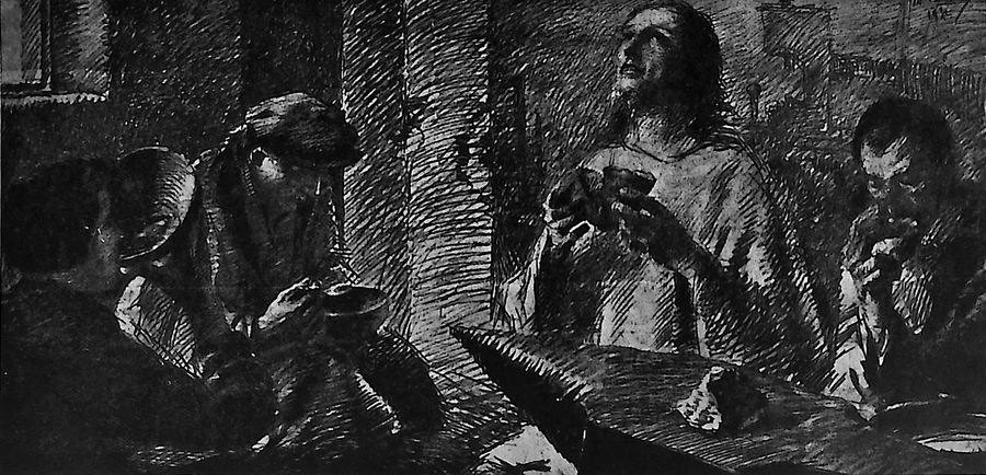gesu-divide-il-pasto-con-gli-operai-dalla-serie-di-disegni-gesu-fra-noi