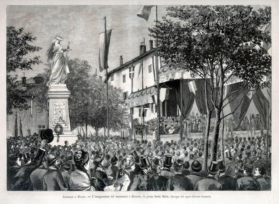 garibaldi-a-milano-linaugurazione-del-monumento-a-mentana-in-piazza-santa-marta-dis-di-edoardo-ximenes