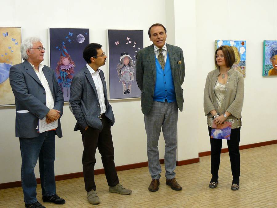 Da sinistra: Lodovico Gierut, Sabino Galante, Alberto Bongini e Arianna Sartori, all'inaugurazione della mostra 