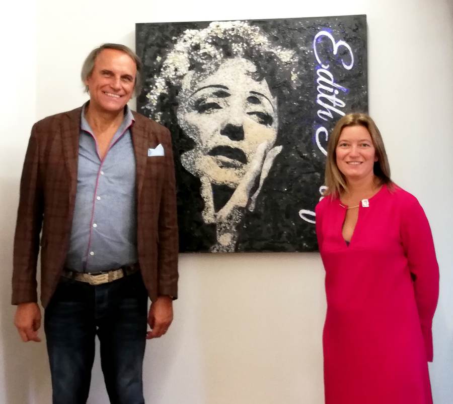 Alberto Bongini e Arianna Sartori, all'inaugurazione della mostra 