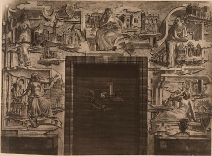 decorazione-parietale-del-vestibolo-con-personificazione-delle-citta-cagliari-e-verona-a-sinistra-napoli-al-centro-bari-e-siracusa-a-destra-palazzo-reale-di-bolzano