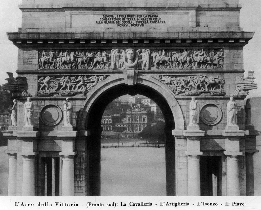genova-arco-della-vittoria-fronte-sud-la-cavalleria-lartiglieria-lisonzo-il-piave