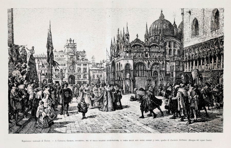 a-caterina-grimani-dogaressa-nel-di-della-solenne-incoronazione-il-corpo-della-arti-offre-ossequi-e-doni