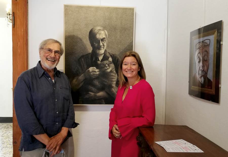 Franco Dugo con Arianna Sartori, a Casa Museo Sartori, Castel d'Ario (MN), 12 settembre 2021.