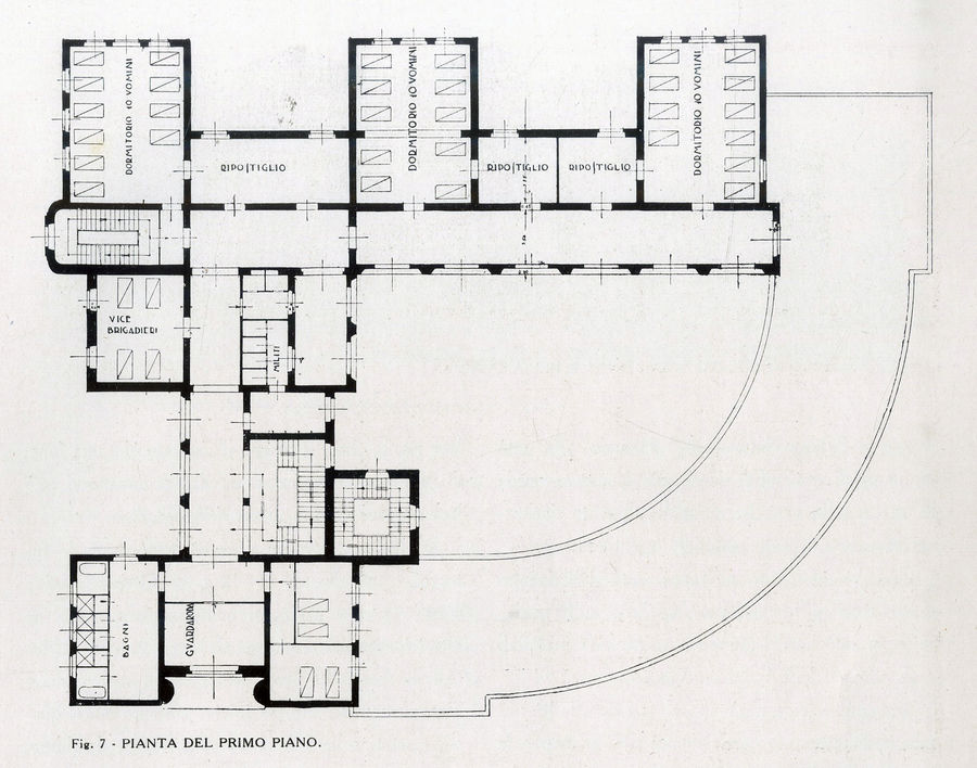 pianta-del-primo-piano-caserma-dei-vigili-del-fuoco-roma