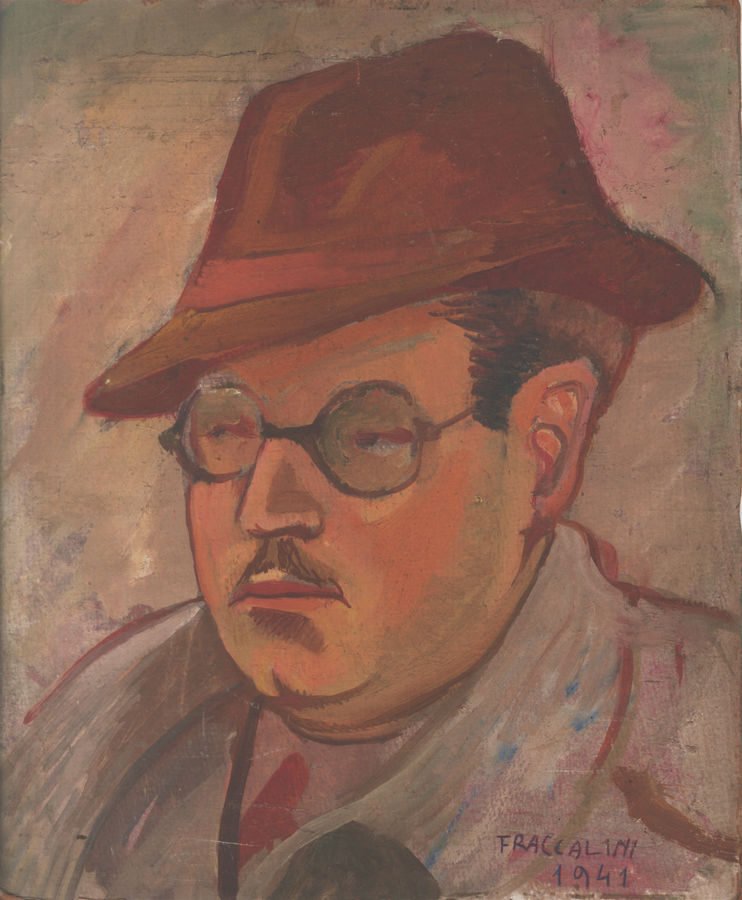 fraccalini-uomo-con-cappello-dietro-natura-morta-con-vaso-di-fiori