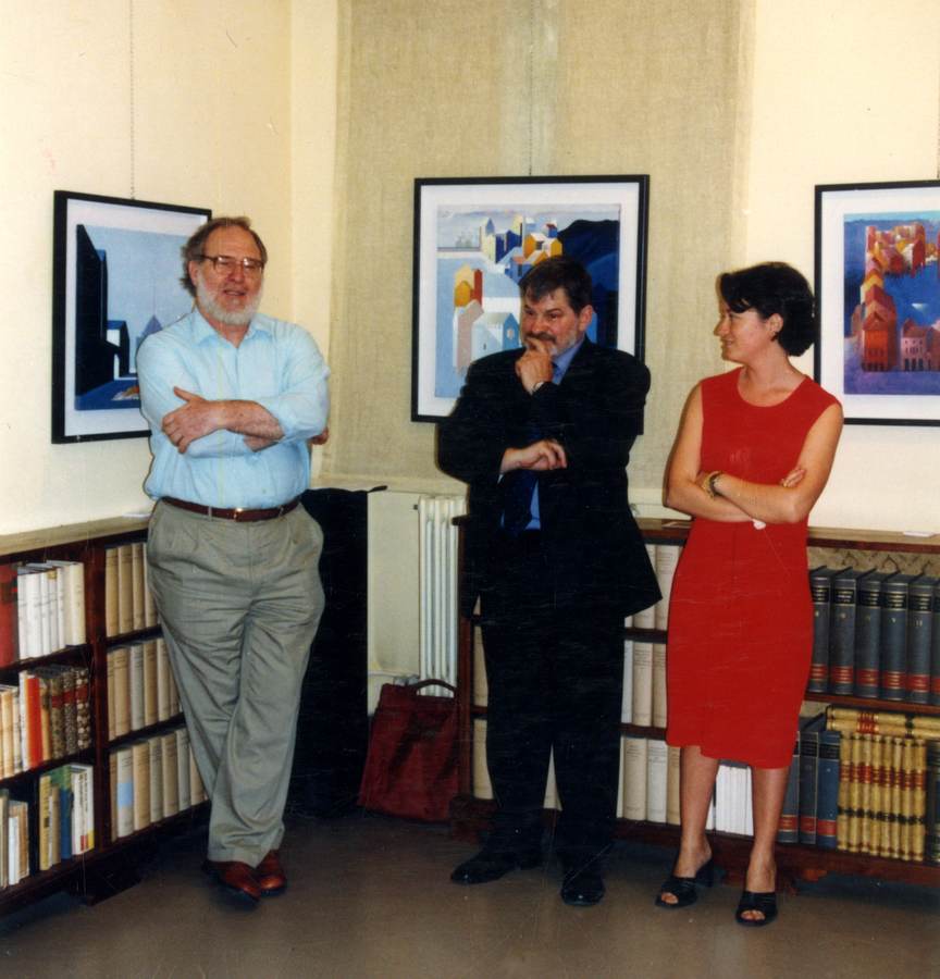 Bruno Gorlato tra Giorgio Segato e Arianna Sartori, Mantova, Galleria Sartori, 2 giugno 2000