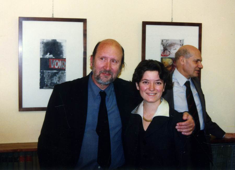 Rudolf Haas con Arianna Sartori e Aldo Pancheri, Mantova, Galleria Sartori, 14 aprile 2000