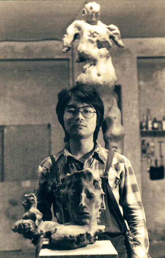 Yasuo Kuwahara nello studio di Milano nel 1988