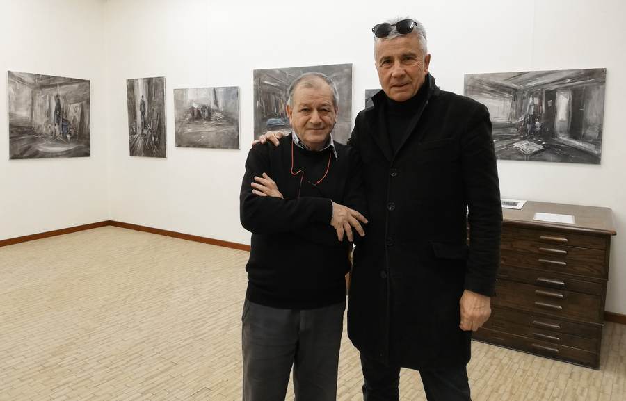 Riccardo Luchini con Adalberto Sartori il 9 febbraio 2019 all'inaugurazione della personale 