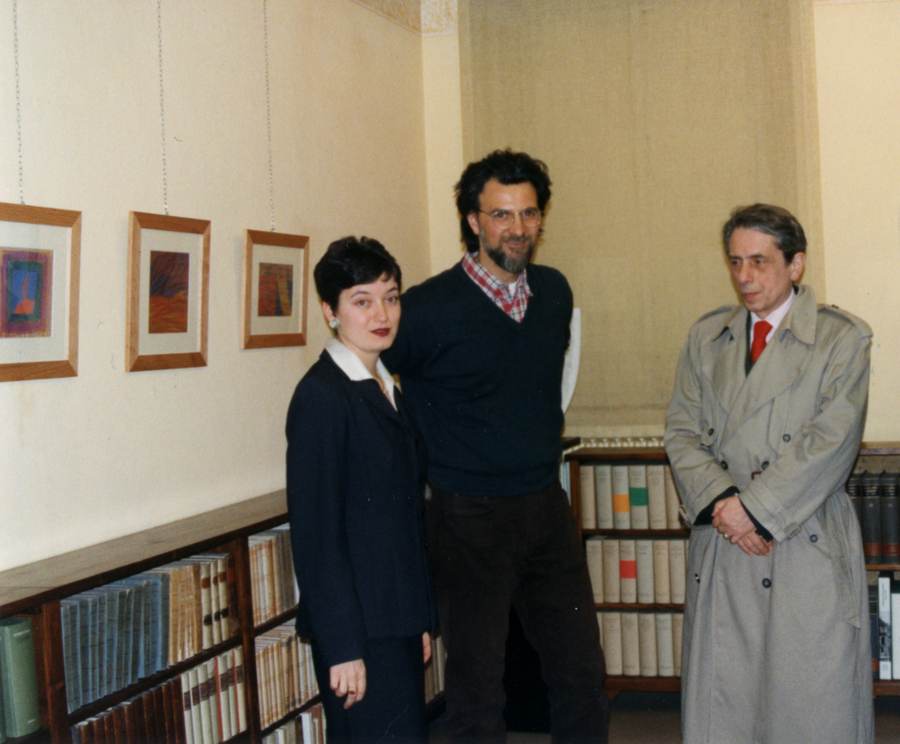 Arianna Sartori, Luciano Massari, Giannino Giovannoni, alla Galleria Sartori, Mantova, 17 aprile 1998.