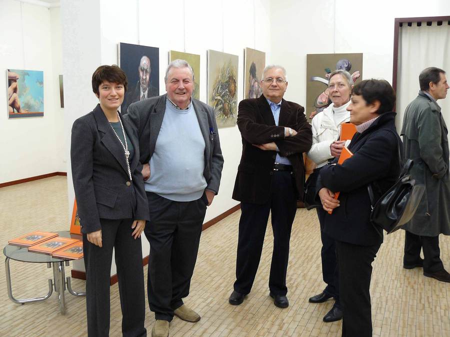 Arianna Sartori con Liberio Reggiani, Giorgio Rossi e Giovanni Lo Presti il 15 novembre 2008 all'inaugurazione della sua personale a Mantova