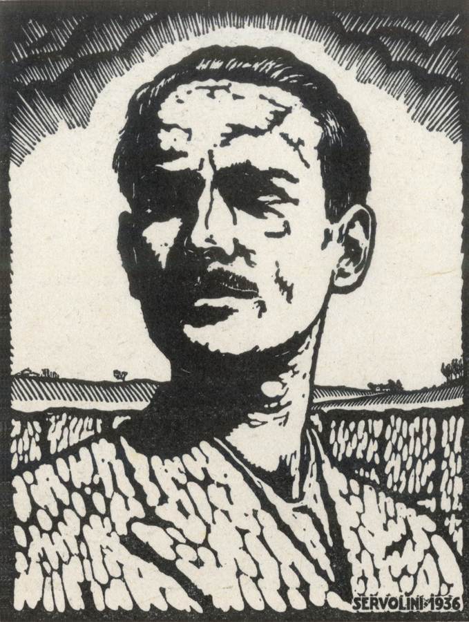 Luigi Servolini (autoritratto, xilografia, 1936).