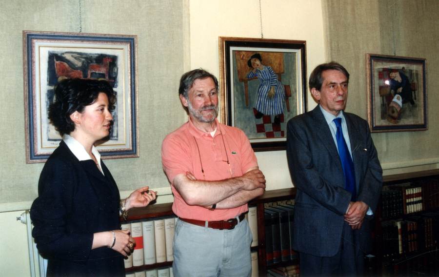 Giuseppe Tecco tra Arianna Sartori e Giannino Giovannoni, Mantova, Galleria Sartori, 5 maggio 2000