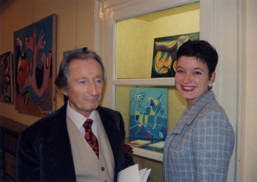 Wladimiro Tulli con Arianna Sartori all'inaugurazione della sua personale 